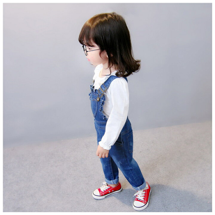 楽天市場 送料無料 オーバーオール サロペットパンツ 子供服 キッズ ベビー 女の子 女児 デニム ハート フリフリ ボタン 金具 ポケット付き 可愛い おしゃれ Motto Motto