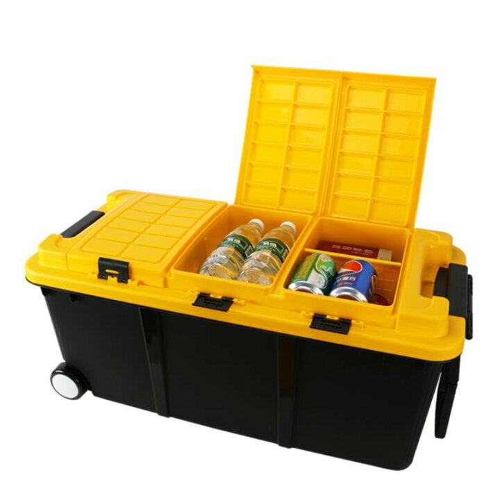 楽天市場 送料無料 キャスター付き収納ボックス コンテナボックス 取っ手付き 大容量 75l ドリンク 飲み物 洗車道具入れ 大型商品 多目的 多用途 アウトドア キャンプ コロコロ 便利 収納たくさん 収納 道具入れ 持ち運び楽々 Motto Motto