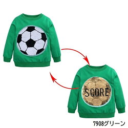 楽天市場 送料無料 トレーナー 子供 キッズ ベビー ジュニア 男の子 女の子 トップス ラウンドネック 長袖 スパンコール 色が変わる サッカー ユニコーン ネコ かわいい かっこいい キラキラ 定番 おしゃれ お出かけ カジュアル 黒 緑 赤 白 ピンク Motto Motto