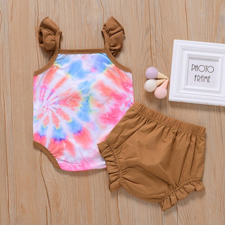 楽天市場 送料無料 セットアップ 2点セット ロンパース ブルマパンツ ベビー キッズ 子供服 女の子 キャミソール マーブル カラフル フリル リボン 可愛い おしゃれ カバーオール オーバーパンツ かぼちゃパンツ 股下スナップ 夏服 Motto Motto