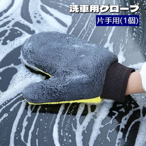 送料無料 洗車用グローブ 片手用 1個 お掃除手袋 ミトン型 両面タイプ 厚手 左右兼用 カー用品 隙間 汚れ落とし 窓拭き 洗車道具 柔らかい 手洗い 傷がつきにくい ボディ洗浄 ケア用品 自動