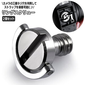 送料無料 リングスクリュー 2個セット カメラアクセサリー Cリング 三脚ネジ カメラネジ 1/4インチネジ穴対応 アダプター ストラップ 取り付けパーツ 一眼レフ デジタルカメラ 部品