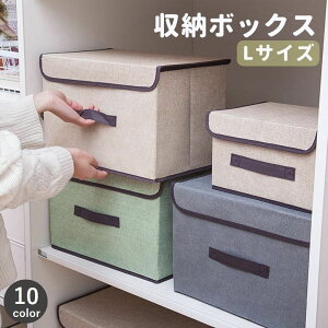 送料無料 収納ボックス Lサイズ 収納家具 衣類収納 収納ケース ふた付き 折りたたみ 洋服 本 小物 不織布 整理整頓 おしゃれ カラバリ豊富