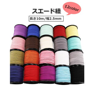 送料無料 スエード紐 10m 平紐 フェイクレザー アクセサリー ハンドメイド DIY 手作り 作品 パーツ 手芸用品 コード 糸