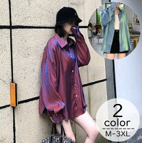 楽天市場】サテン ロング シャツの通販 