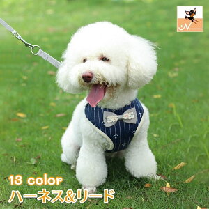 送料無料 ハーネス リード 2点セット 犬用 猫用 ペット用品 ペットグッズ 蝶ネクタイ メッシュ 着脱簡単 チェック柄 水玉柄 ドット 縄 胴輪 おしゃれ かわいい カジュアル お出かけ 散歩 外出