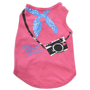 送料無料 犬服 ドッグウェア ドッグウエア プリントTシャツ ノースリーブ タンクトップ 袖なし カメラ バンダナ スカーフ 英字 薄手 抜け毛防止 ペット服 犬用 ペット用 犬 いぬ ドッグ 小型