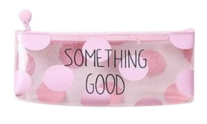 送料無料 ペンケース 筆箱 筆記用具入れ 文房具 文具 雑貨 透明 クリアケース 大容量 水玉 英字 ネコ ピンク 長方形 ファスナー ジッパー ラメ 学生 女の子 可愛い