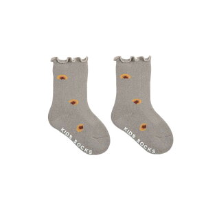 送料無料 靴下 クルーソックス ベビー 赤ちゃん キッズ 子供 女の子 レッグウェア くつ下 フリル みかん フラワー 花 サクランボ 虹 滑り止め ファッション小物 単色 厚手 シンプル かわいい