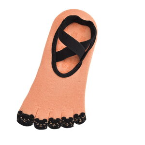 送料無料 ヨガソックス レディース 女性用 五本指ソックス 靴下 つま先あり 滑り止め付き ジム ストレッチ フィットネス スポーツ かわいい オープンフィンガー レッグウェア ブラック パー