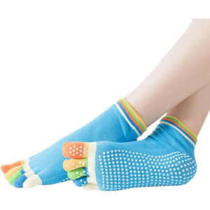 送料無料 ヨガソックス 5本指ソックス つま先あり レディース 靴下 滑り止め付き くつ下 ショートソックス 滑らない くるぶし丈 女性用 婦人用 カラフル トレーニング スポーツ ヨガ ジム ス