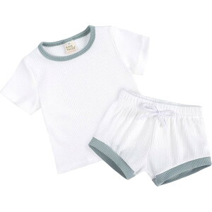 送料無料 セットアップ 上下セット 2点セット ベビー 赤ちゃん キッズ 子供服 半袖 カットソー ショートパンツ 短パン 無地 バイカラー シンプル パジャマ ルームウェア 寝間着 寝巻き カジ
