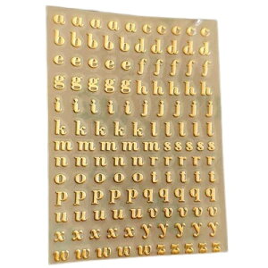 送料無料 シール ステッカー アルファベット 英字 大文字 小文字 イニシャル 数字 ナンバー ミニサイズ 小さい ゴールドカラー シルバーカラー キラキラ デコ パーツ かわいい