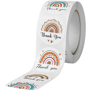 送料無料 ギフトシール 500枚 1ロール ラッピング用品 thank you サンキュー ありがとう 虹 レインボー プレゼント お祝い ラベル ステッカー かわいい おしゃれ