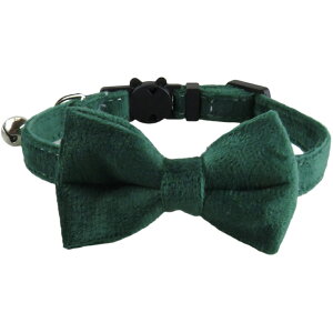 送料無料 猫用首輪 ネコ用 ペット用品 セーフティーバックル リボン 蝶ネクタイ 鈴付き おしゃれ かわいい ねこ キャット カラー 無地 単色 ベロア調 チョーカー お出かけ おめかし ペットグ