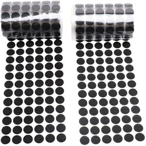 送料無料 面ファスナー 10組セット オス メス 両面テープ付き 貼付テープ マジック テープ 円形 丸型 粘着 固定 DIY 繰り返し使える 白色 黒色