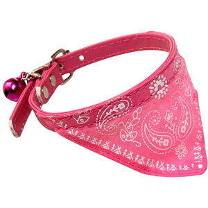 送料無料 猫用首輪 ペット用品 ねこ ネコ カラー バンダナ風 ベルトタイプ 鈴付き ペイズリー柄 お散歩 お出掛け おしゃれ かわいい レッド ブルー ピンク ブラック 赤 青 黒