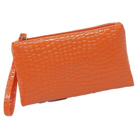 送料無料 セカンドポーチ ハンドストラップ付き 鞄 カバン ミニ財布 セカンドバッグ スマホ入れ お札入れ 手持ち 小さめ コンパクト ワニ柄 クロコダイル柄 男女兼用 スマホポーチ つや感 光沢感 おしゃれ シンプル 上品 きれいめ お出かけ ユニセックス レディース メンズ