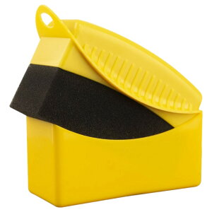 送料無料 タイヤワックススポンジ 単品 1個 フタ付き カー用品 洗車用品 タイヤ用 持ち手付き 汚れない ワックス コーティング コンパクト