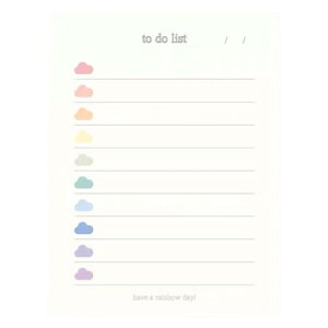 送料無料 メモ帳 TO DO リスト todolist 50枚 文房具 雲 イラスト パステル タスク管理 スケジュール管理 10行 かわいい