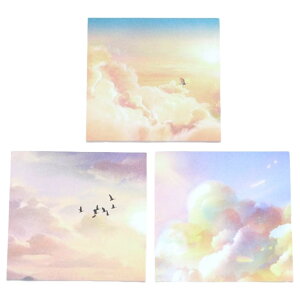 送料無料 付箋紙 3冊セット 風景イラスト ふせん 30枚綴り 絵画風 メモパッド 正方形 8cm メモ帳 伝言 文房具 事務用品 空 雲 海 月 星 おしゃれ 上品 手紙