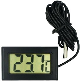 送料無料 デジタル温度計 コンパクト 水温計 小型 水槽 冷蔵庫 冷凍庫 計測器 電池式 サーモメータ— 液晶パネル キッチン用品 シンプル ブラック 黒