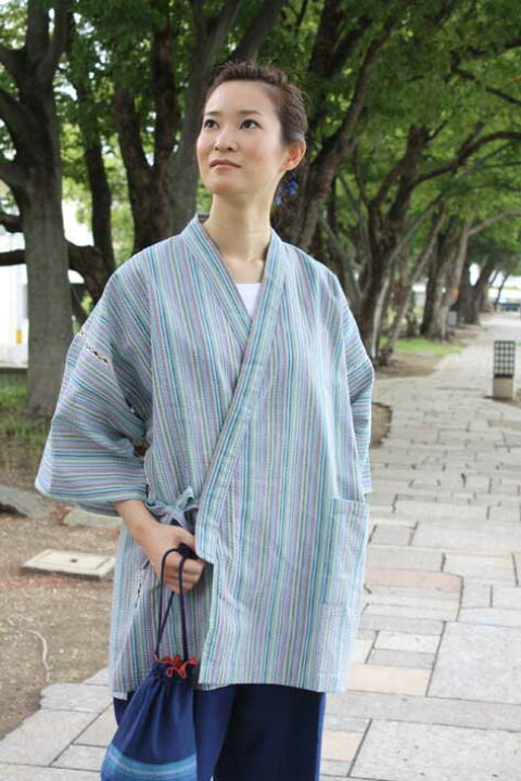 楽天市場】【安全安心の日本製】阿波しじら織 甚平 女性用（上着のみ 