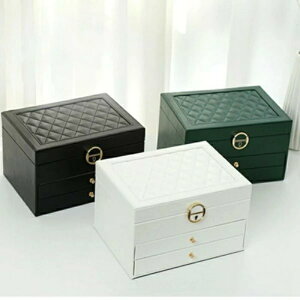 【送料無料】【バレンタインデーのギフト】ジュエリーボックス ジュエリーケース 大容量 引き出し 3段 鍵付き 白 ピアス ネックレス 指輪置き リング 宝石箱 小物入れ アクセサリーケース