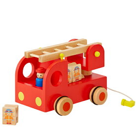 エド・インター 木のおもちゃ カタカタ森の消防車（3歳から）【店頭受取も可 吹田】