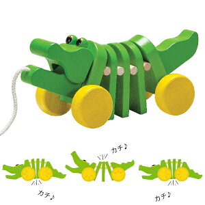 プラントイ 木のおもちゃ プルトイ ダンシングアリゲーター(12ヶ月から)【店頭受取も可 吹田】