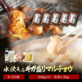 水炊き セット 2~3人前 ＆ 国産牛 ギガ盛り マルチョウ（240g×5 合計1.2kg）まとめ買い 送料無料 水炊きセット みずたき 博多 錦爽どり 錦爽鶏 お取り寄せ グルメ 肉 高級 贈り物 お祝い ギフト プレゼント 焼肉セット BBQ ホルモン お歳暮 お歳暮ギフト