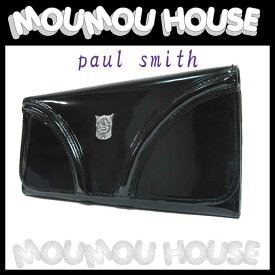 【送料無料】美品■Paul smith■ポールスミス■二つ折りファスナー付き長財布■エナメル■ブラック■マルチストライプ柄♪