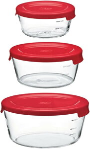 ���������@HARIO(�n���I) MST-3018-R �ϔM�K���X�� �ۑ��e�� �� S/M/L 3�Z�b�g ���b�h �d�q�����WOK �H���OK 300mL/600mL/1200mL ���{��