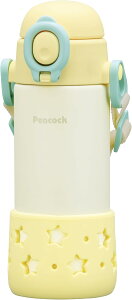 送料無料 ピーコック魔法瓶工業(The-peacock) 【ベルト付き・食洗器対応】 ピーコック 水筒 ベビー 400ml 保冷 ストロー ワンタッチ ストローマグ ベビーボトル スターイエロー APC-R40 YS