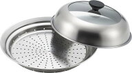 送料無料　ヨシカワ 見える！フライパン用蒸し器 24～26cm用 蒸しプレート 日本製 ガラス蓋付き YJ3212