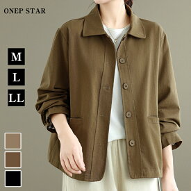 【2/10 50%OFF！クーポンで】チェック裏地付きジャケット レディース アウター ジャケット 長袖 チェック裏地 ボタン付き ポケットあり 大人カジュアル 秋 冬 20代 30代 40代 50代 ワンピスター