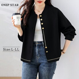 【2/10 50%OFF！クーポンで】ゴールドボタン×ステッチ入りジャケット レディース ジャケット 長袖 ゴールドボタン ノーカラー ゆったり 大人カジュアル 春 秋 20代 30代 40代 50代 ワンピスター