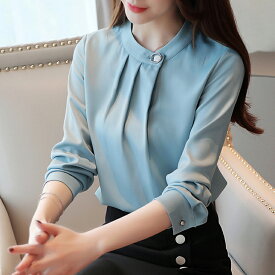 【12/10 50%OFFクーポン対象】ボタン付き タックブラウス エレガント ブラウス 長袖 レディースファッション ゆったり 楽ちん オーバーサイズ 体型カバー ラウンドネック カジュアル オフィス 仕事着 結婚式 入学式 卒業式 40代 50代 60代