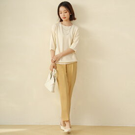 【11/11 50%OFF！2点購入クーポンで】センタープレステーパードパンツ ハイウエスト カジュアル きれいめ 着痩せ オフィス ビジネス 通勤通学 レディースファッション 40代 50代 60代 ワンピスター