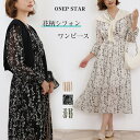 【50%OFF！1点購入クーポンで】新色入荷 マキシワンピース レディース 花柄 Vネック パフスリーブ ロング丈 ウエストゴム 長袖 きれいめ リゾート シフォン フェミニン 上品 40代 ワンピスター