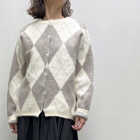 Boutique Ordinary (ブティックオーデナリー）Argyle Knit Cardigan BO26-604N カーディガン アーガイル ニットカーデ レディース オーデナリー 30/40/50/60代