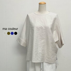 【SALE】ma couleur(マ クルール) 杢調ツイル タンブラー ノーカラー 5分袖ブラウス(J-4756)ヤマトドレス　ヤマドレ