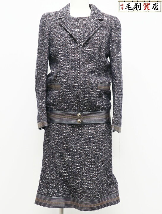 楽天市場】シャネル CHANEL 04A ツイード レザー ワンピース  