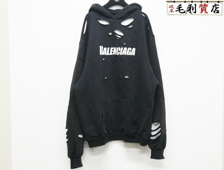 楽天市場】バレンシアガ BALENCIAGA 21SS Caps Destroyed Hoodie 