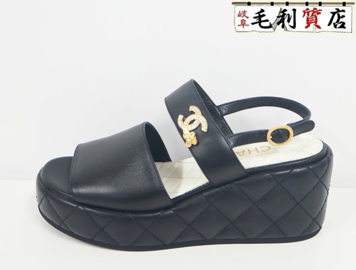 楽天市場】シャネル CHANEL サンダル G45547 厚底 37C サイズ 23.5cm  