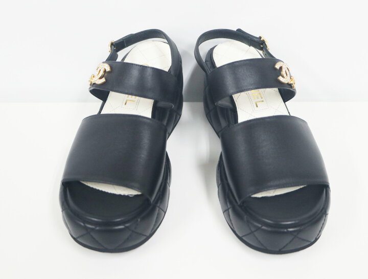 楽天市場】シャネル CHANEL サンダル G45547 厚底 37C サイズ 23.5cm 