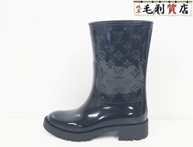 ヴィトン LOUISVUITTON ドロップス ライン ブーツ ラバー ブラック 1A8QV0 23cm 靴 長靴 未使用 レディース アパレル