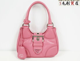 プラダ PRADA ムーン パデッド ナッパレザー バッグ ピンク 1BA381 ワンショルダー 2WAYバッグ 美品 【中古】ショルダーバッグ