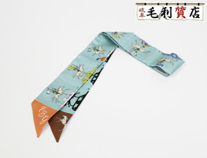 エルメス HERMES ツイリー エルメスパラード HERMES PARADE ブルー シルク100% マルチカラー スカーフ