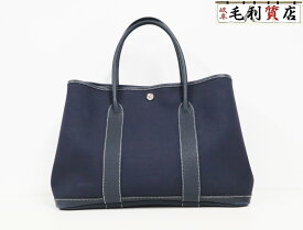 エルメス HERMES ガーデンパーティ 36 PM トワルオフィシエ ネゴンダ ネイビー □I刻印 美品 【中古】 トートバッグ バッグ